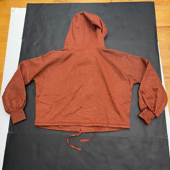 PrAna‎ Ziller Sweatshirt Women Small Orange Hooded Pullover Gingerbread Wool New - Picture 3 of 16